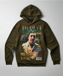 New Exclusive Pablo Escobar Cartel Colombia Medellin Hoodie Olive Green Large - Picture 1 of 2