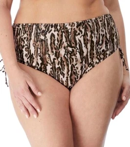 Elomi Fierce Bikini Brief Size 26 Black Animal High Waist Adjustable Bottom 7205 - Picture 1 of 12