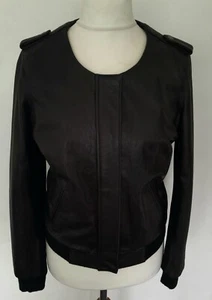 M&S EDIZIONE LIMITATA - Giacca Bomber Morbida VERA PELLE NERA Taglia 12 - Foto 1 di 18