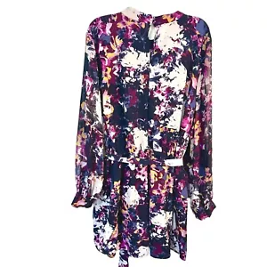 Tunica Lane Bryant 28 ragazza con curve stampa floreale maniche a palloncino viola fata - Foto 1 di 7