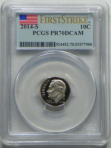 2014-S Clad Proof Roosevelt Dime PCGS PR70 DCAM First Strike - Picture 1 of 2