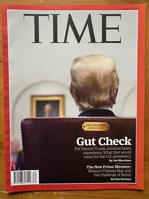 Time Magazine 2016 Donald Trump Gut Check President US Election Macron NO LABEL - Image 1 of 4