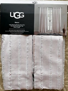 UGG Nanu Rosa Streifen Gardine Flächenvorhang Set 2 42x84 Rohkante Boho Vorhänge - Bild 1 von 7