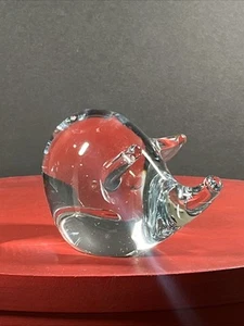 Vtg Pig Glass Clear Figurine Whimsical Paperweight Farm Animal - Picture 1 of 10