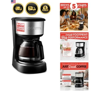 Coffee Maker 5 Cup Drip Coffee Machine One Tap Brew Keep Warm Black - Picture 1 of 9