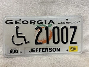 2004 Georgia Handicap License Plate ~ Jefferson County - Picture 1 of 2