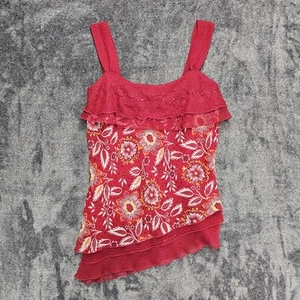 Vtg Asymmetric Top Tank Size M Ruffle Beaded Sequin Fairy Grunge Y2K Whimsigoth - Picture 1 of 10