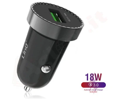 Linq Caricatore Usb 18W Rapido per Auto CQC18W, Caricabatterie Universale Carica - Immagine 1 di 2