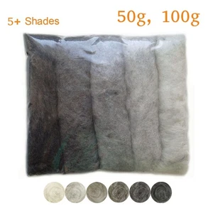 Grey MIX Colours Shades Pack Carded Roving Wool Needle wet Felting Spinning DIY - Picture 1 of 6