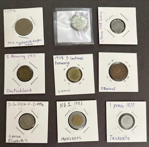 9 Coin Lot Jordan, Finland,Germany, GBritain,Canada,Mexico, Euro, India + Other - Picture 1 of 13