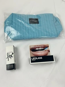 MAC Makeup Bag ~ w/2pc set, Mini fix+ and Clear Lip Glass - Picture 1 of 5