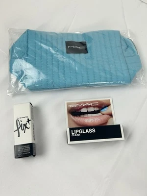 MAC Makeup Bag ~ w/2pc set, Mini fix+ and Clear Lip Glass - Image 1 of 4