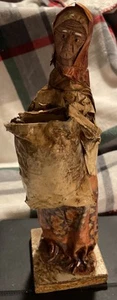 Vintage Mexican Folk Art Paper Mache Figure Woman Carrying Bag  - Picture 1 of 12