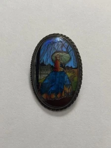 Antica spilla argento sterling Inghilterra morfo farfalla dama ritratto vittoriana - Foto 1 di 7
