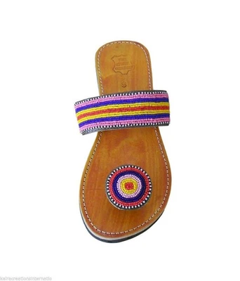 Women Slippers Leather Handmade Indian Casual Slip Ons Flip-Flops Flats US 6 - Image 1 of 4