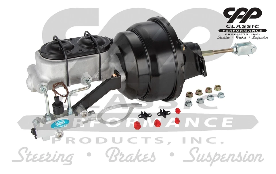 Chevy II Nova Pontiac Ventura 1968 a 1974 kit de refuerzo de freno eléctrico doble negro 8" Foto 1 de 4