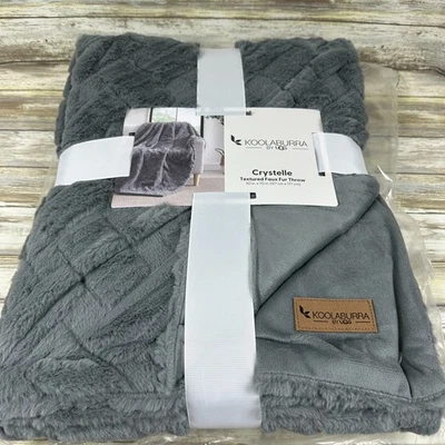 UGG Koolaburra Crystelle Faux Fur Throw 50" x 70" Gray Super Soft Blanket - Image 1 of 4