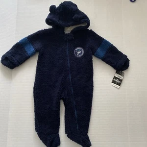 MINNESOTA TIMBERWOLVES NEWBORN HOODED FOOTED 6/9 MONTH NBA PAJAMAS NBA NWT - Picture 1 of 7
