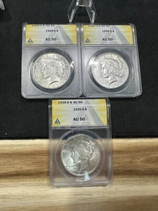 1926 S SILVER PEACE DOLLAR ANACS AU50 (1 Coin Picked at Random) - Picture 1 of 1