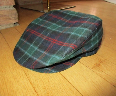 PENDLETON Medium Cap Hat Green Red Bl Tartan Plaid Wool Flat Newsboy Vintage USA - Image 1 of 4