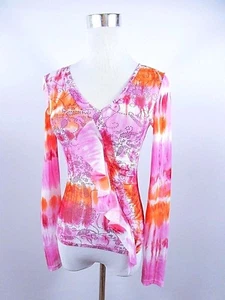 PROMOD Damen Freizeit Top transparent Netz Rüschen sexy Rüschen Bluse Langarm Gr. S BD53 - Bild 1 von 9