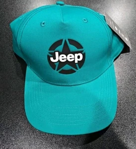 Jeep Trail Rated Cap/Hat, Snap Back Closure FCA Turquoise Retro Embossed Logo - Picture 1 of 3