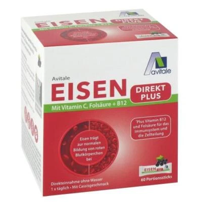 AVITALE GMBH EISEN DIREKT plus Vitamin C+Folsäure+B12 Pulver 60 St PZN 17307702