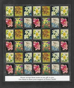 Sellos/etiquetas benéficas de Estados Unidos: sellos de Pascua 2007; hoja completa/42; bordes plateados - Imagen 1 de 2
