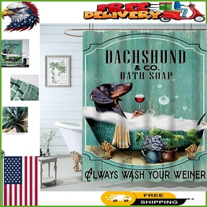 Premium Polyester Dachshund Shower Curtain 60"W x 72"L - Funny and Stylish - Picture 1 of 9