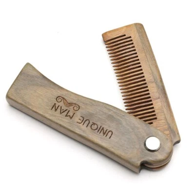  Beard Comb Foldable Sandalwood Pocket Hair Moustache Wood Comb Hair Styling  — 第 1/4 张图片