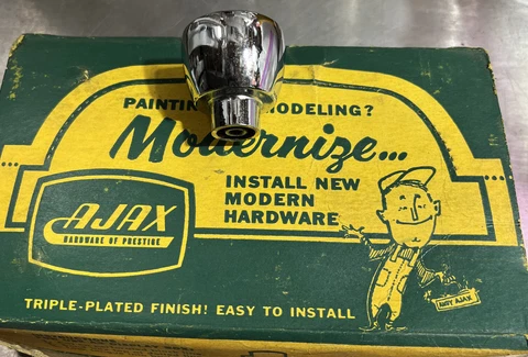 1 Pcs) Vintage Ajax Hardware 431-CR Tulip Drawer Knob 1-1/4”, Chrome Finish, NOS Cover