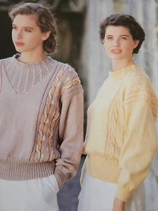 jaeger knitting pattern 6220D Ladies Jumper with cable detailing - Picture 1 of 3