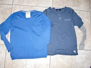 Lot of 2 "BUFFALO&ZARA KNITWEAR"Long Sleeve V-Neck Crewneck Shirt/Sweater size M - Picture 1 of 4