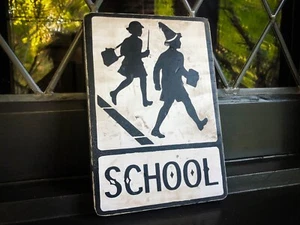 Magical Wizards School Student Crossing, Solid Wood and Paint Sign - Picture 1 of 10