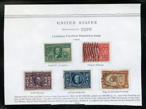 US Scott 323-327 Louisiana Purchase Used set of 5 Mounted on Album Page - Picture 1 of 1