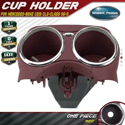 Front Dual Cup Holder for Mercedes-Benz CLS500 CLS55 AMG CLS550 CLS63 AMG Red - Image 1 of 4