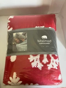 Malinad Jacquard Sherpa Schneeflocke weich Wende Fleece Überwurf Decke LESEN - Bild 1 von 7