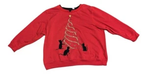 Vintage Ugly Christmas Grandma Sweater Cats And Tree Extra Shenanigans Size 2X - Picture 1 of 6