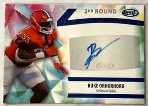 2024 SAGE Aspire Ruke Orhorhoro Rookie RC Auto Blue Foil Atlanta Falcons Clemson - Picture 1 of 2