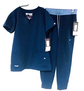 NWT Grey's Anatomy 2 PC Uniform Women's XS/S Navy Nurse Medical Scrubs 10 Pocket - Picture 1 of 10