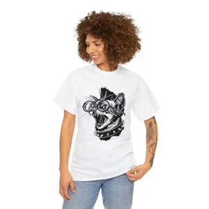 Punk Rock Cat | Unisex | Algodón pesado | Camiseta | Amante de los gatos - Imagen 1 de 86
