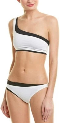 Conjunto de bikini de dos piezas Proenza Schouler blanco sólido en contraste L44012 talla M Foto 1 de 4