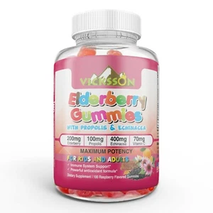 Sambucus Elderberry Gummies Immune Booster Propolis Echinacea Vitamin C,100 ct - Picture 1 of 12