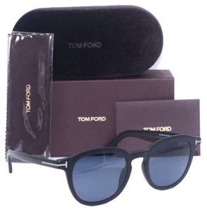 TOM FORD PAX TF816 02V MATTE BLACK/BLUE POLARIZED LENS AUTHENTC SUNGLASSES 51-21 - Picture 1 of 4