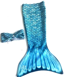 Meerjungfrau Puppe Outfit seidig aquablau Set glitzernd Strass BH-Top passt 18' Puppe - Bild 1 von 5