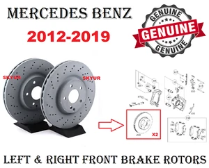Mercedes Front 2 Brake Disc Rotors E350 E400 SLC300 SLK250 SLK300 SLK350 Genuine - Picture 1 of 3