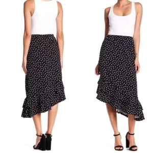 GONNA BOBEAU asimmetrica a pois bianca e nera nuova con etichette taglia S ~ $54 - Foto 1 di 7