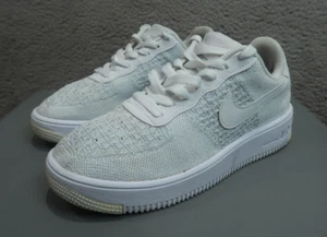 Nike Air Force 1 Trainers Size UK 5.5 White Pure Platinum Flyknit 2 AF1 Sneakers - Picture 1 of 10