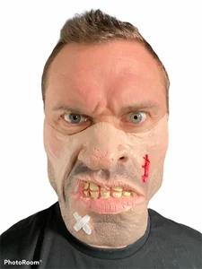 Half Face Thug Hard Man Mask Boxer Funny Adult Costume Accessory Secret Santa - Picture 1 of 4