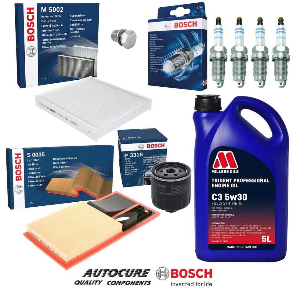 FOR SEAT IBIZA 1.4 TOCA MK4 2012-2015 BOSCH FILTER SERVICE KIT & 5 LITRES OIL - Image 1 of 1